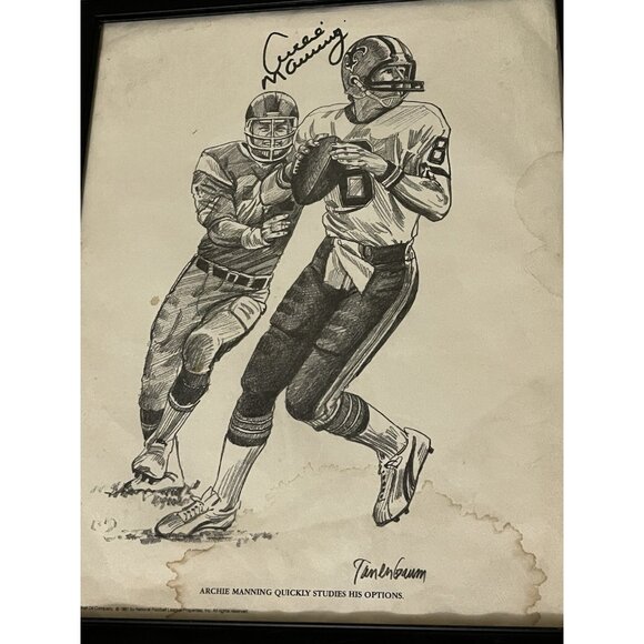 Vtg 1981 Archie Manning Autographed New Orleans Saints Framed Sharpie Signed - Picture 11 of 15